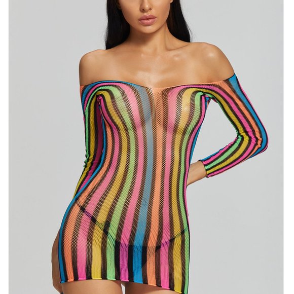 Fun pajamas colorful long-sleeved hip one-piece net suit sexy uniform temptation - Picture 5 of 7